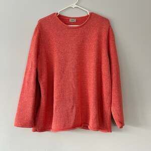 L.L.Bean Women’s Cotton Knit Sweater Coral Long Sleeve Pullover Casual W22